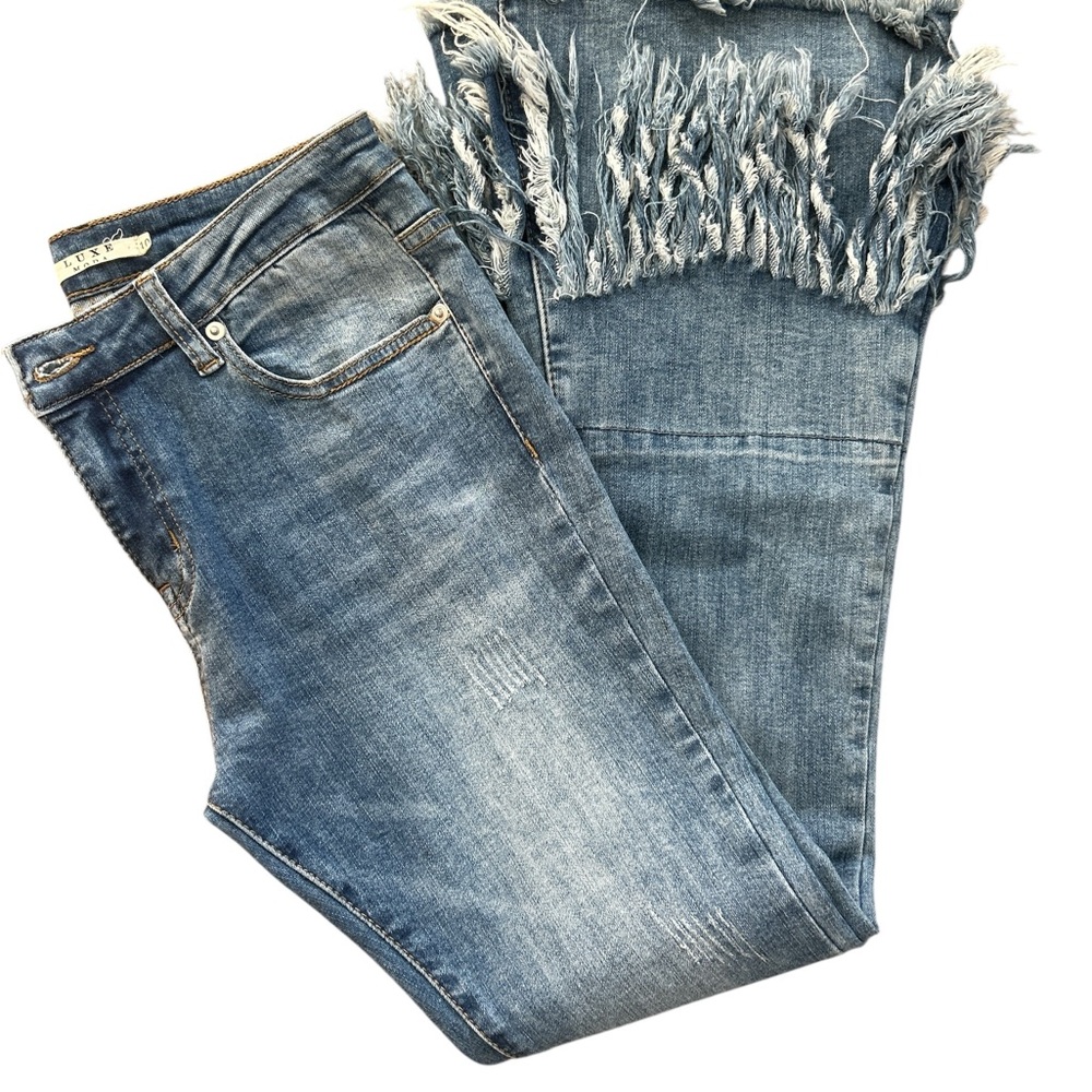 Luxe Moda Fringe Frayed Distressed Women Blue Denim Jeans
Size 10 - Picture 3 of 10